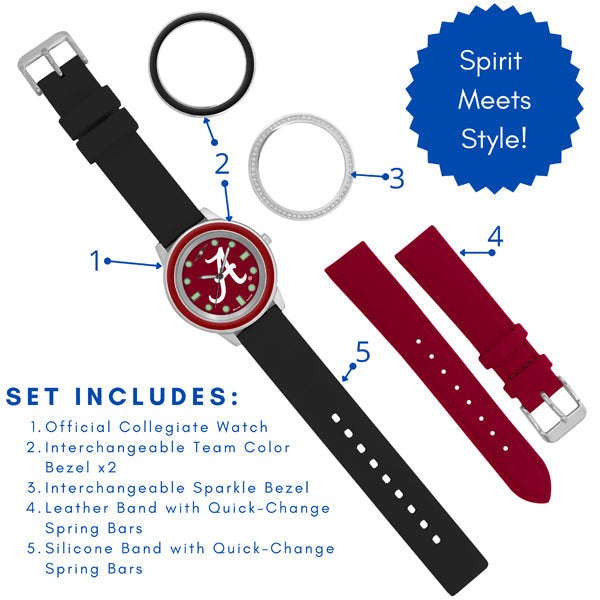 Alabama Crimson Tide Unisex Colors Watch Gift Set